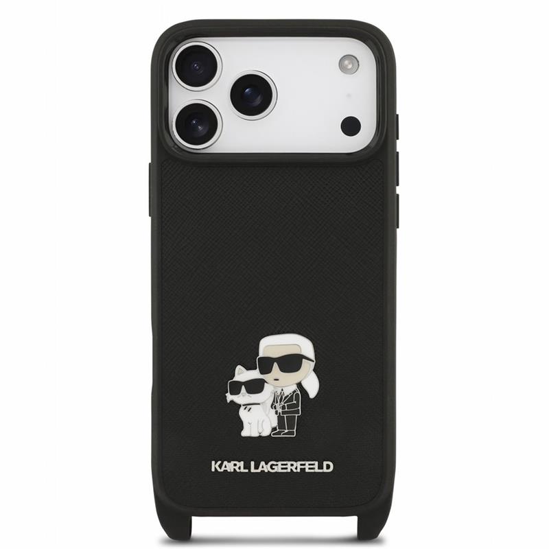 Karl Lagerfeld Saffiano Crossbody Popruh Karl and Choupette kryt iPhone 18 Pro Max čierna 