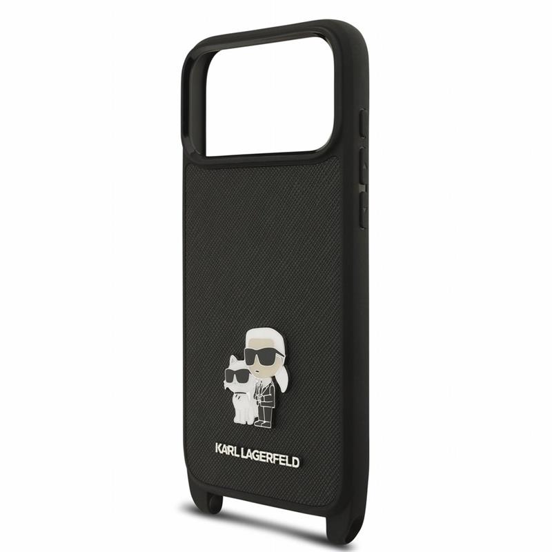 Karl Lagerfeld Saffiano Crossbody Popruh Karl and Choupette kryt iPhone 18 Pro Max čierna 