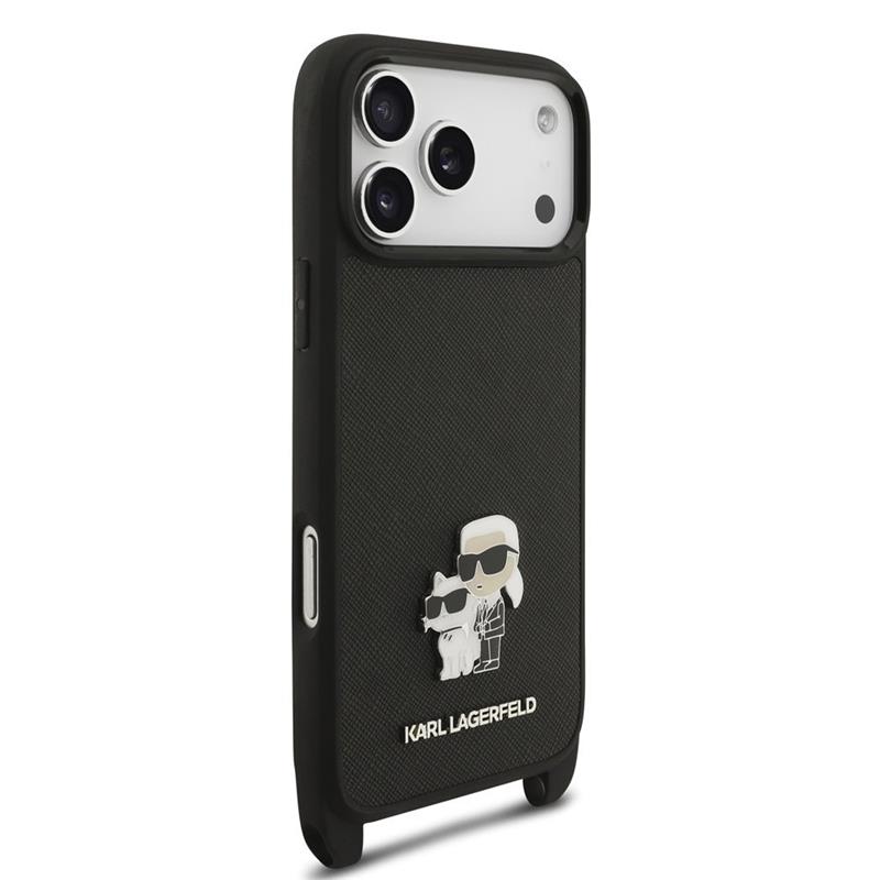 Karl Lagerfeld Saffiano Crossbody Popruh Karl and Choupette kryt iPhone 18 Pro Max čierna 