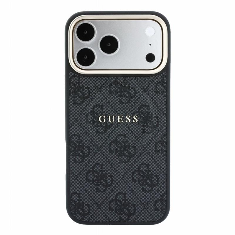 Guess PU Leather 4G Gold Frame Embossed MagSafe kryt iPhone 18 Pro Max čierny 