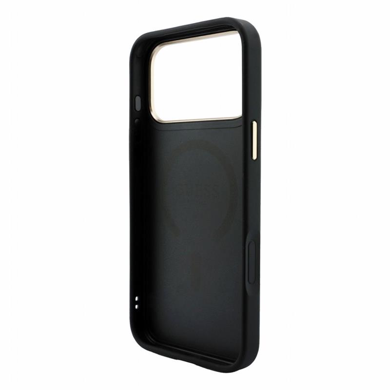 Guess PU Leather 4G Gold Frame Embossed MagSafe kryt iPhone 18 Pro Max čierny 