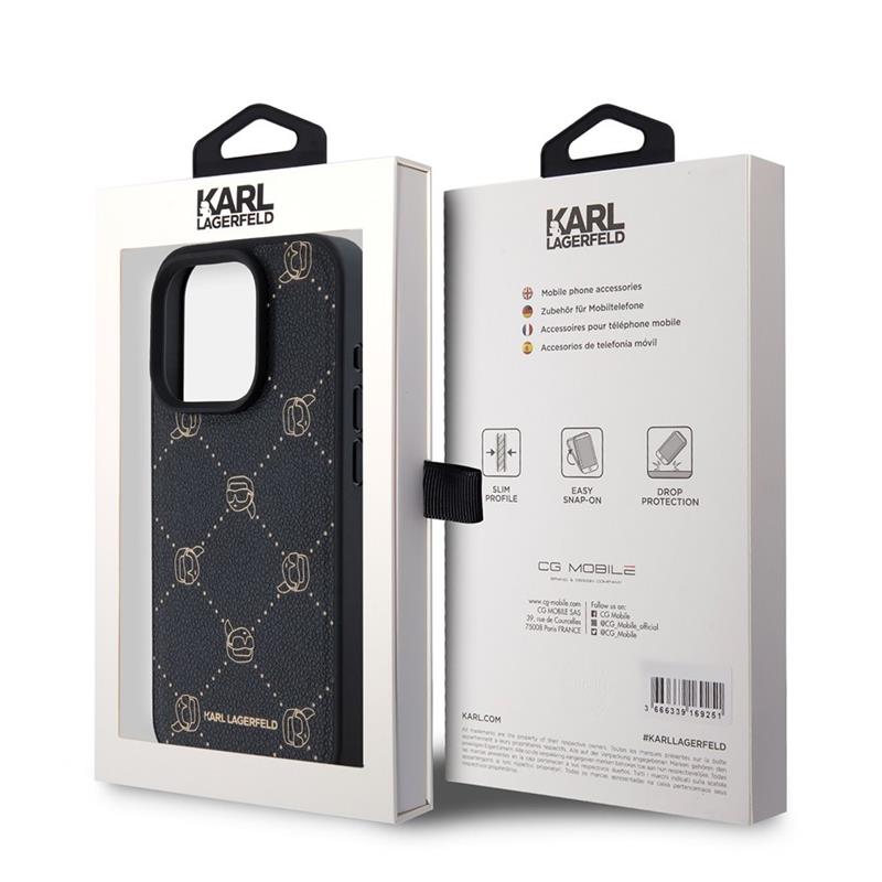 Karl Lagerfeld PU Karl Heads Pattern Magsafe kryt iPhone 15 Pro Max čierny 