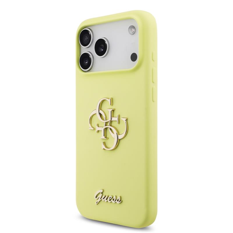 Guess Liquid Silicone 4G Metal Logo kryt iPhone 17 Pro Max žltý 