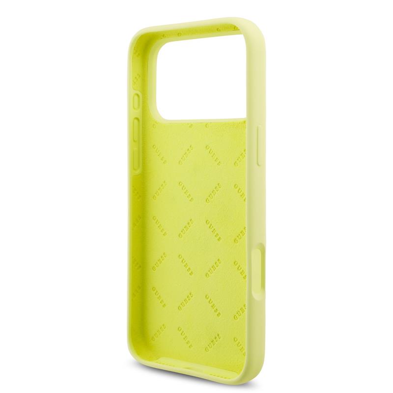 Guess Liquid Silicone 4G Metal Logo kryt iPhone 17 Pro Max žltý 