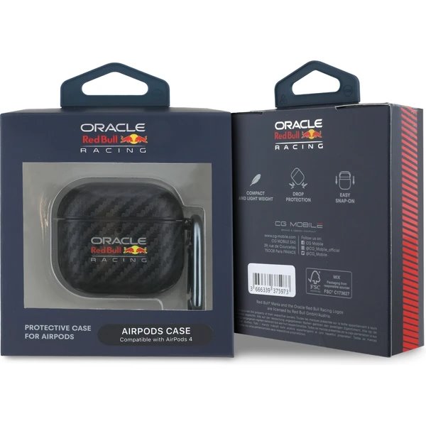 Red Bull PU Karbonové Púzdro pre AirPods 4 čierne 