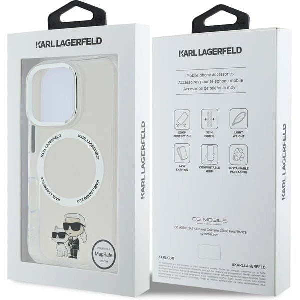 Karl Lagerfeld IML Karl and Choupette MagSafe kryt iPhone 16 Pro priehľadný 