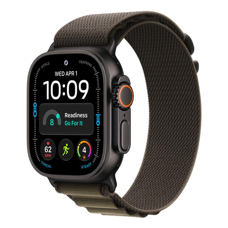 Apple Watch 49mm Dark Olive Alpine Loop - Medium - Black Titanium Finish 