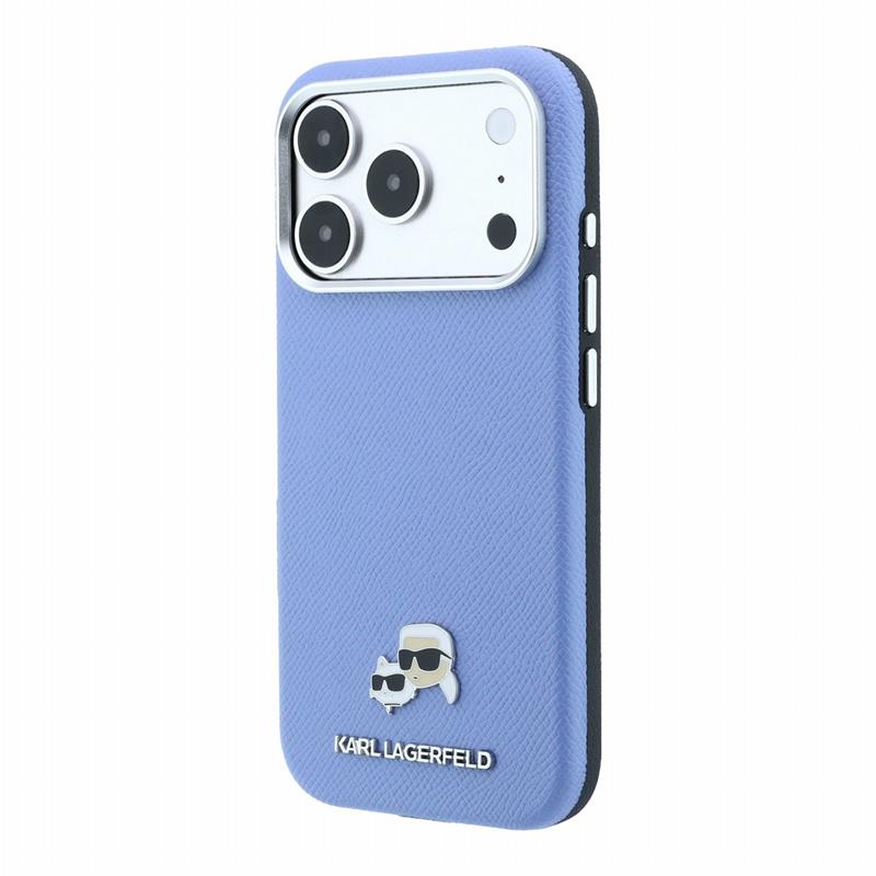 Karl Lagerfeld PU Grained Semi Wrap K&CH Heads Magsafe kryt iPhone 18 Pro modrý 