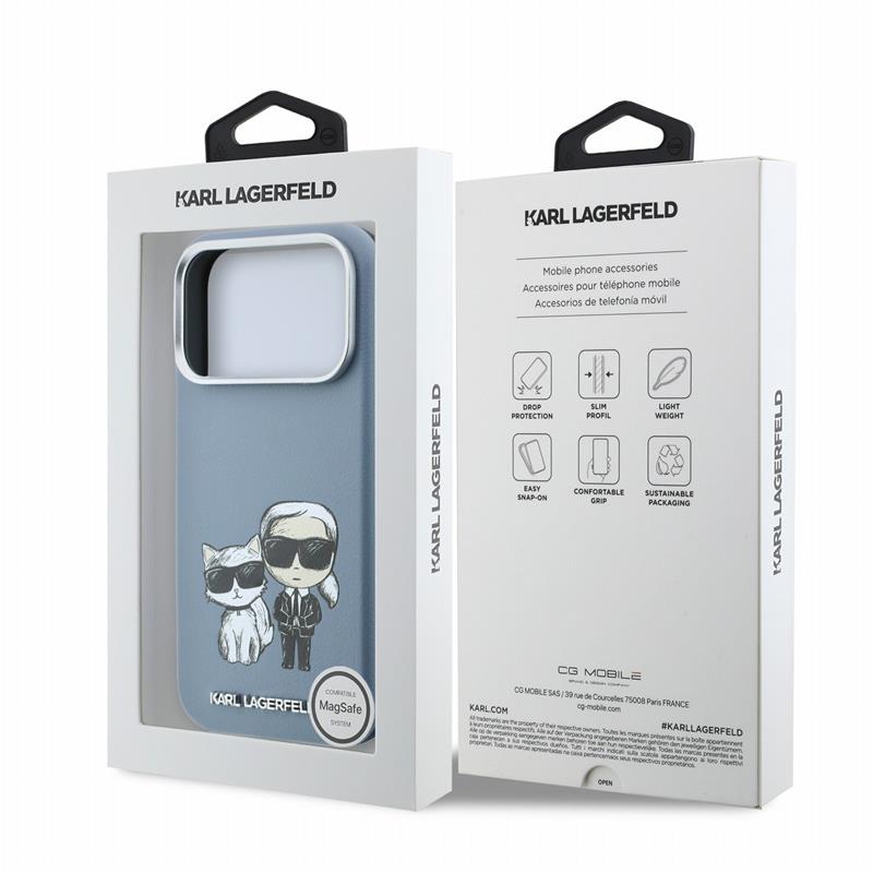 Karl Lagerfeld PU Semi Wrap Smooth Sketch Bodies Magsafe kryt iPhone 18 Pro Max modrý 