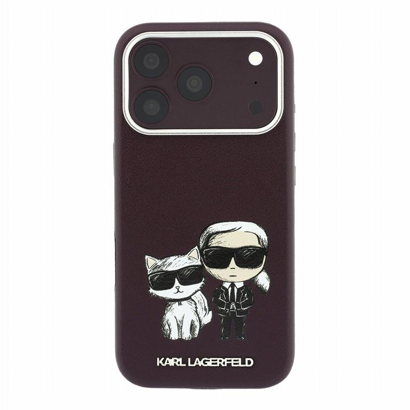 Karl Lagerfeld PU Semi Wrap Smooth Sketch Bodies Magsafe kryt iPhone 18 Pro Max tmavo červená 