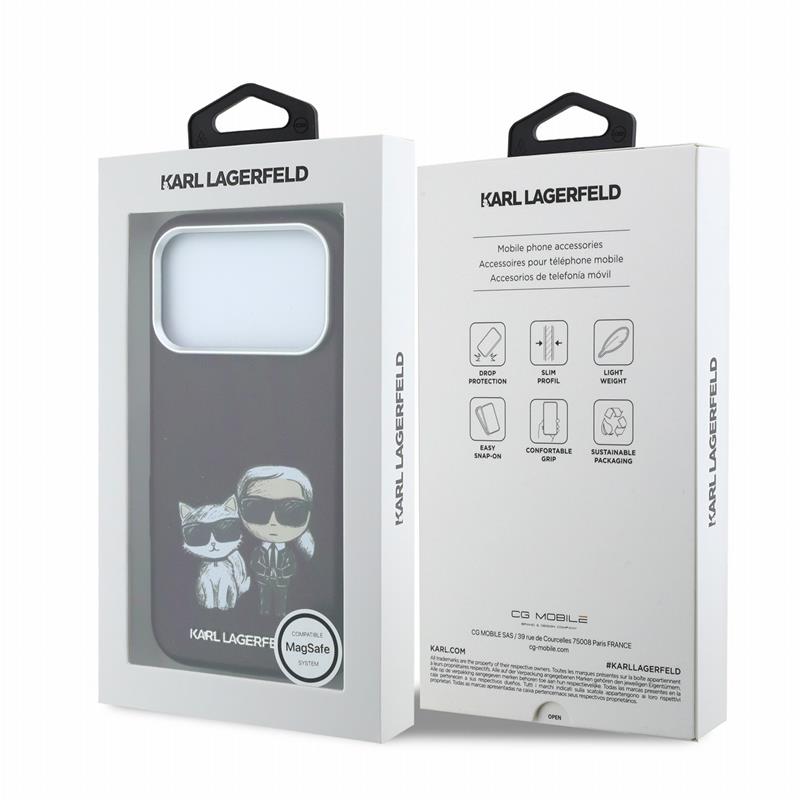 Karl Lagerfeld PU Semi Wrap Smooth Sketch Bodies Magsafe kryt iPhone 18 Pro Max tmavo červená 
