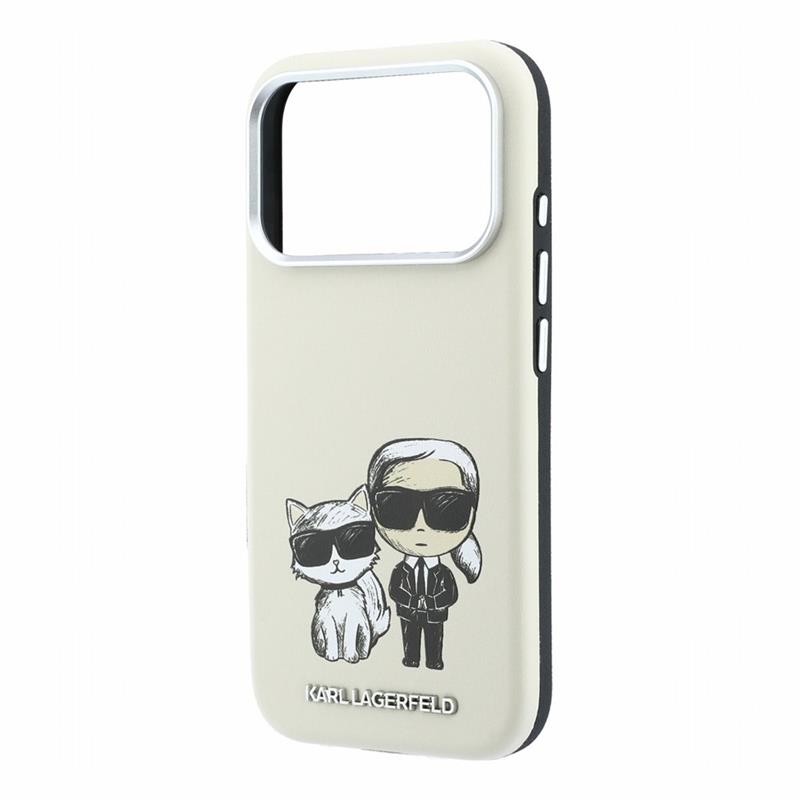 Karl Lagerfeld PU Semi Wrap Smooth Sketch Bodies Magsafe kryt iPhone 18 Pro bežový 