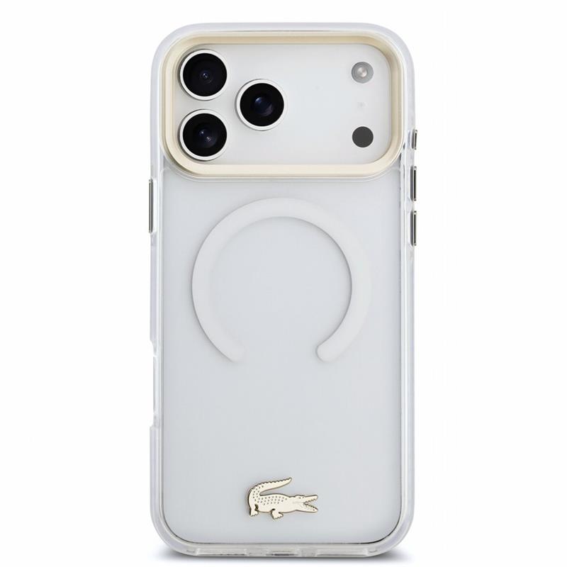 Lacoste PC/TPU Frosted Finish Gold Logo MagSafe kryt iPhone 18 Pro Max priehľadný 