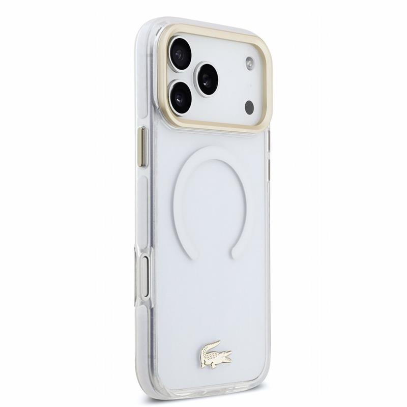 Lacoste PC/TPU Frosted Finish Gold Logo MagSafe kryt iPhone 18 Pro Max priehľadný 