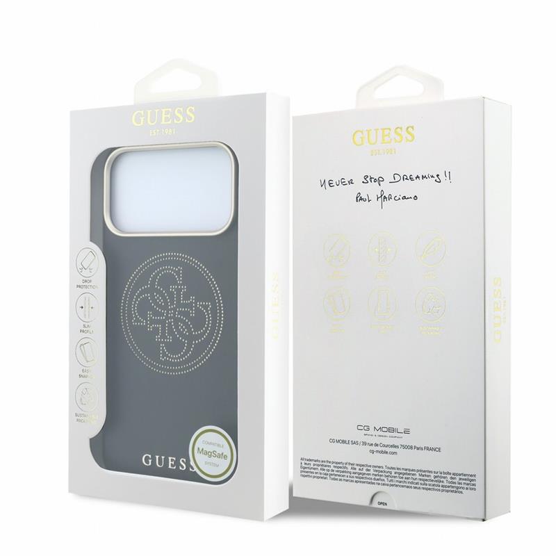 Guess PU Semi Wrap Perforated 4G Logo MagSafe kryt iPhone 18 Pro čierny 
