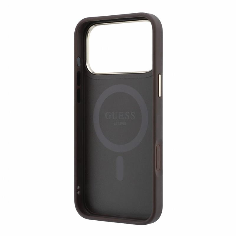 Guess PU 4G Ring Stand MagSafe kryt iPhone 18 Pro Max hnedý 