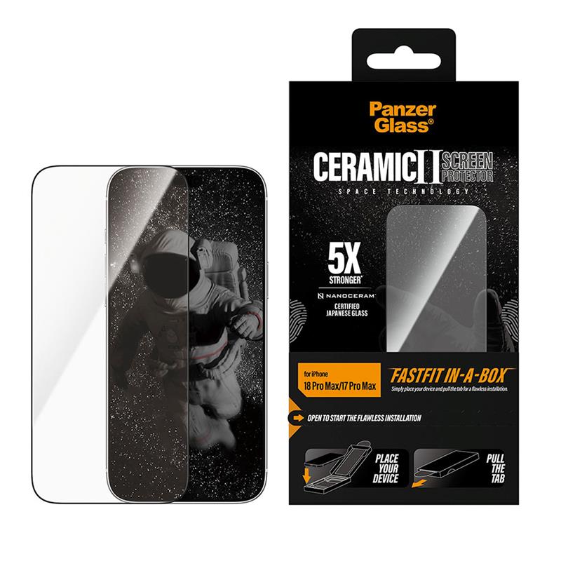 PanzerGlass ochranné sklo UWF Ceramic pre iPhone 18 Pro Max - Black Frame 