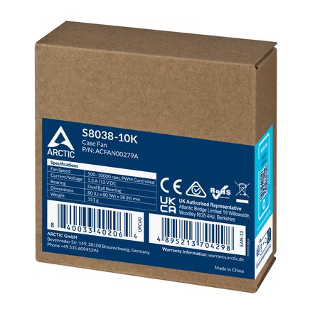 Arctic ventilátor S8038-10K (80mm 10k RPM pre Server) 