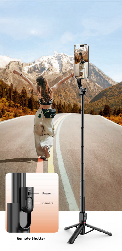 Cubenest Selfie tyč a Tripod s podporou MagSafe - čierna 
