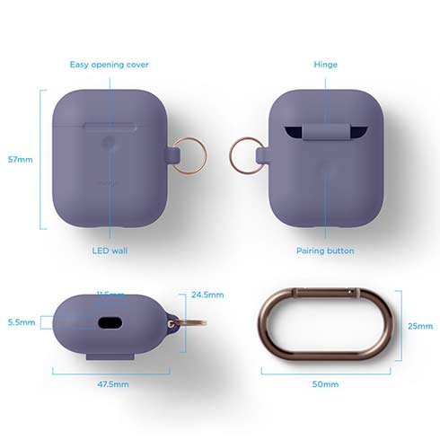 Elago Airpods 2 Silicone Hang Case - Lavender Gray 