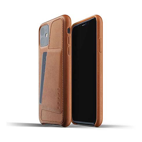 Mujjo kryt Full Leather Wallet Case pre iPhone 11 - Tan
