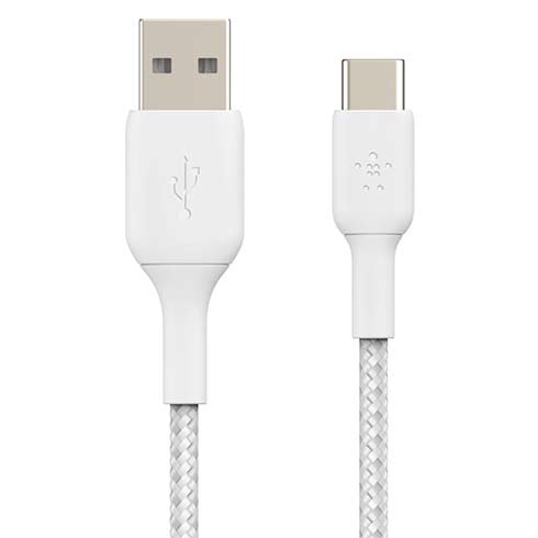 Belkin kábel Boost Charge Braided USB-A to USB-C 1m - White 