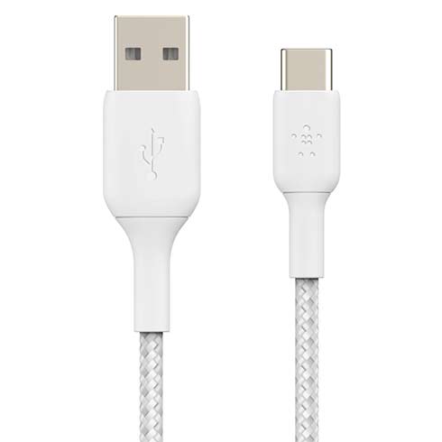 Belkin kábel Boost Charge Braided USB-A to USB-C 2m - White 