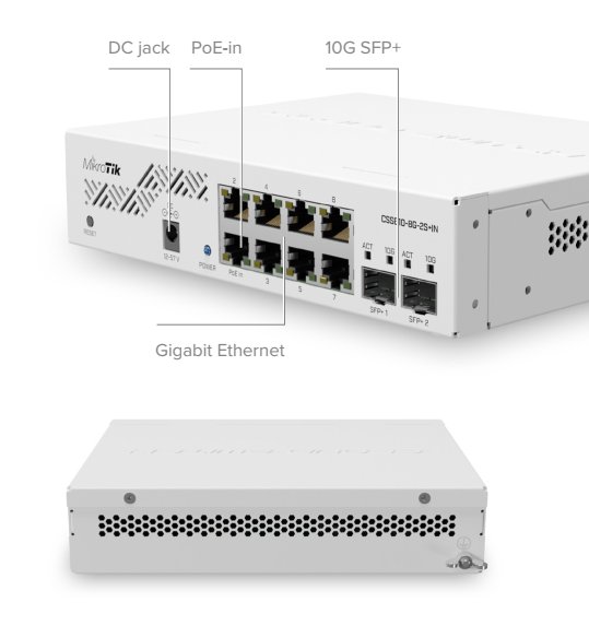 MIKROTIK RouterBOARD Cloud Smart Switch CSS610-8G-2S+IN + SwOS (8x GLAN; 2x SFP+) desktop 