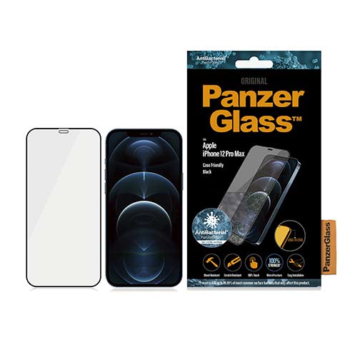 PanzerGlass ochranné sklo Friendly Case AB pre iPhone 12 Pro Max - Black Frame