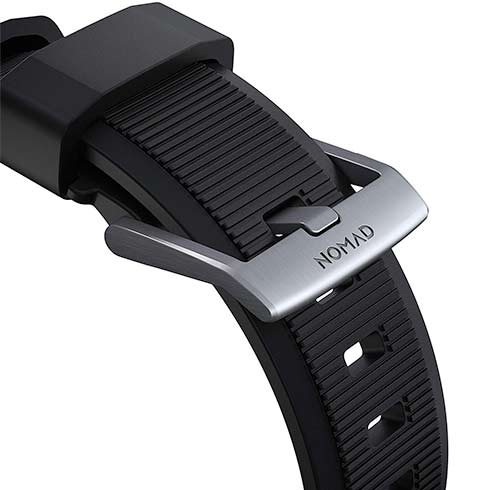 Nomad remienok Rugged Strap pre Apple Watch 44/45/49mm - Black/Silver Hardware 