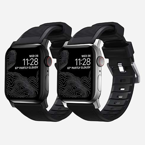 Nomad remienok Rugged Strap pre Apple Watch 44/45/49mm - Black/Silver Hardware 