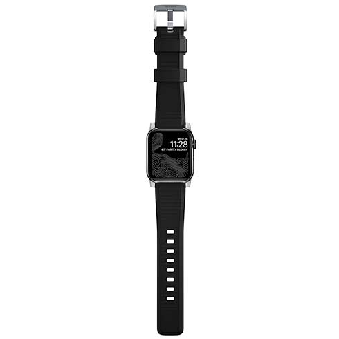 Nomad remienok Rugged Strap pre Apple Watch 44/45/49mm - Black/Silver Hardware 