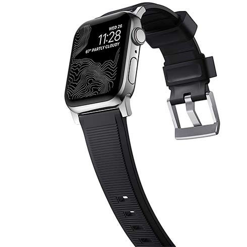 Nomad remienok Rugged Strap pre Apple Watch 44/45/49mm - Black/Silver Hardware 