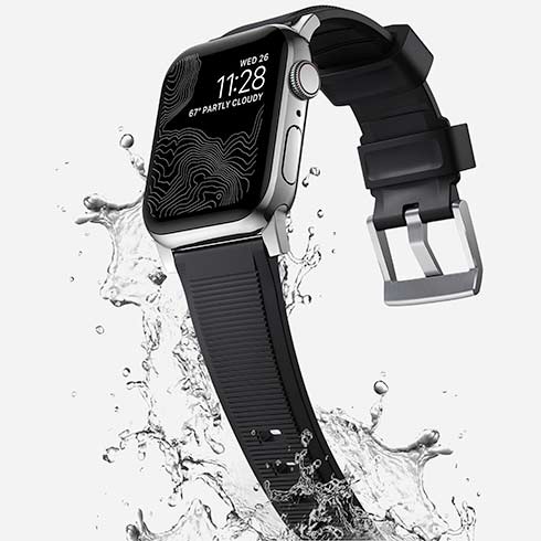 Nomad remienok Rugged Strap pre Apple Watch 44/45/49mm - Black/Silver Hardware 