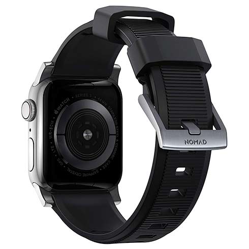 Nomad remienok Rugged Strap pre Apple Watch 44/45/49mm - Black/Silver Hardware 