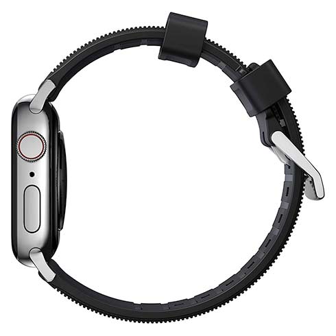 Nomad remienok Rugged Strap pre Apple Watch 44/45/49mm - Black/Silver Hardware 