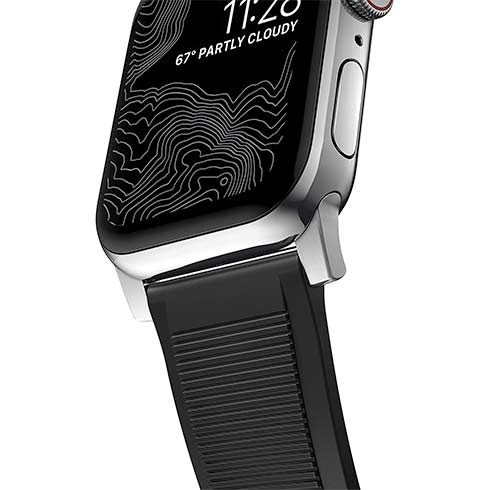 Nomad remienok Rugged Strap pre Apple Watch 44/45/49mm - Black/Silver Hardware 