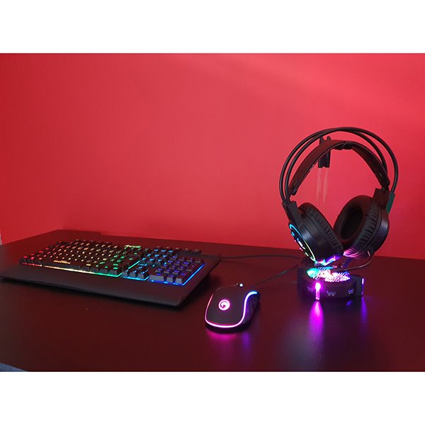 Marvo CM305, RGB sada klávesnice s hernou myšou a slúchadlami, CZ/SK, herná, membránová typ drôtová (USB), čierna, RGB 