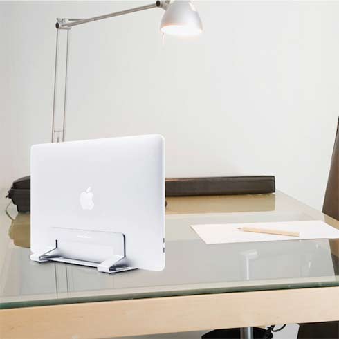 Macally stojan Vertical laptop stand - Silver Aluminium 