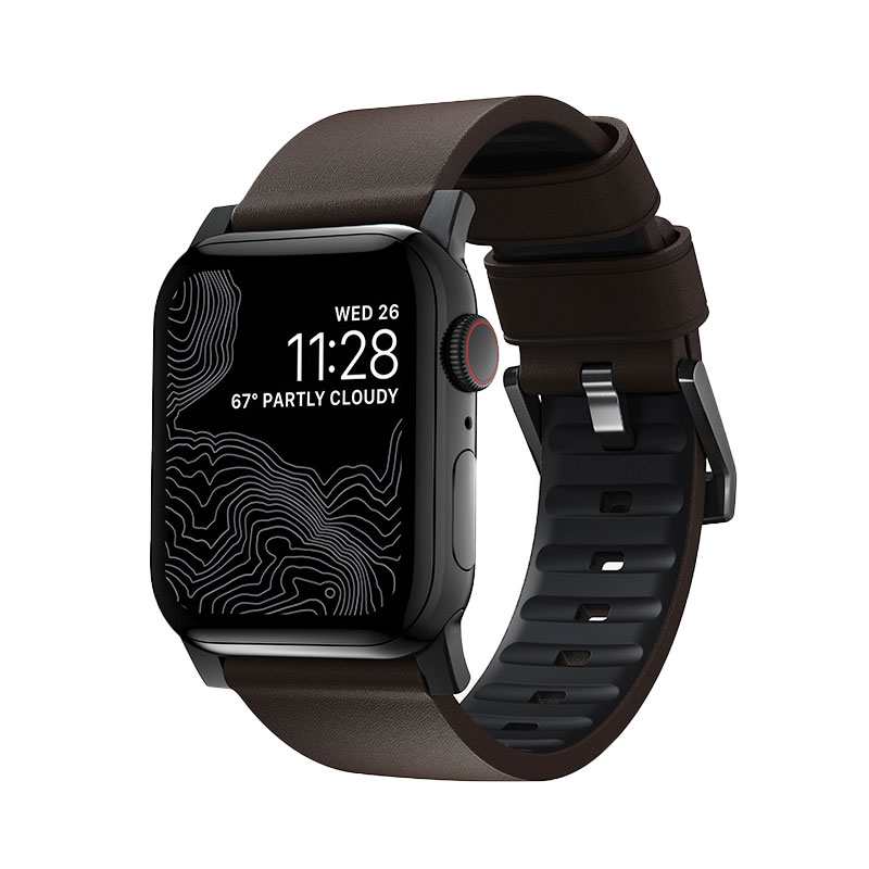 Nomad kožený remienok pre Apple Watch 44-49mm - Active Pro Brown Black Hardware 
