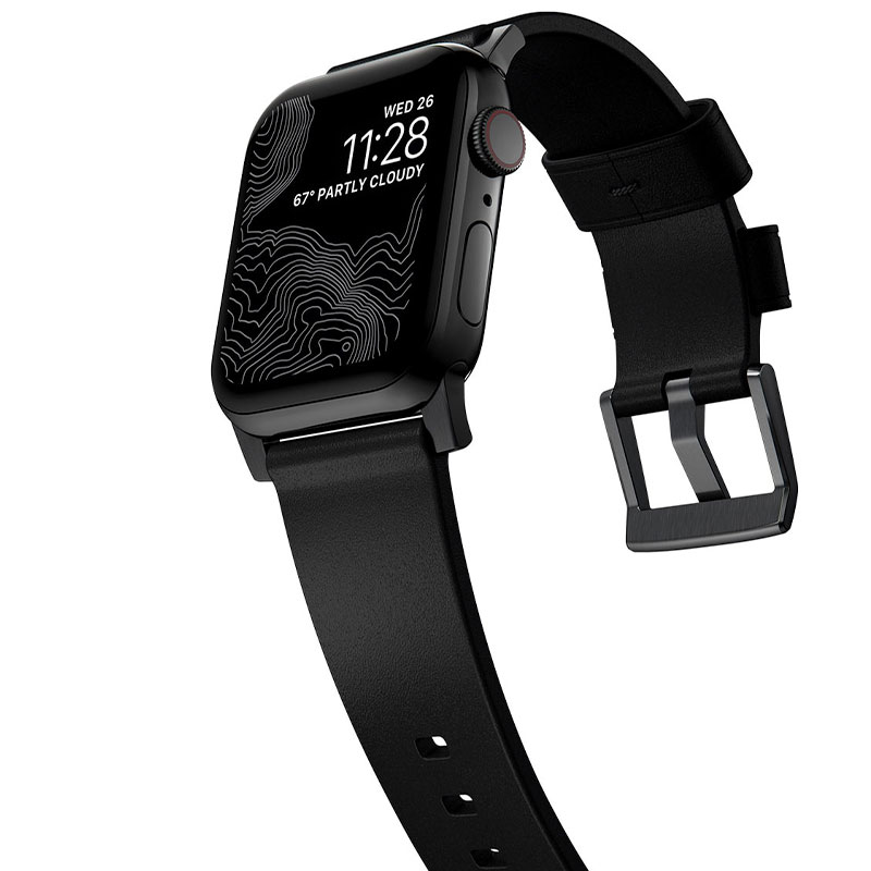 Nomad kožený remienok pre Apple Watch 42/44/45 mm - Modern Black/Black Hardware 