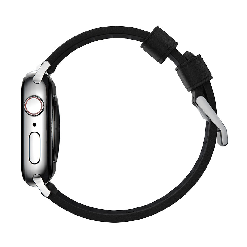 Nomad kožený remienok pre Apple Watch 42/44/45 mm - Active Pro Black/Silver Hardware 