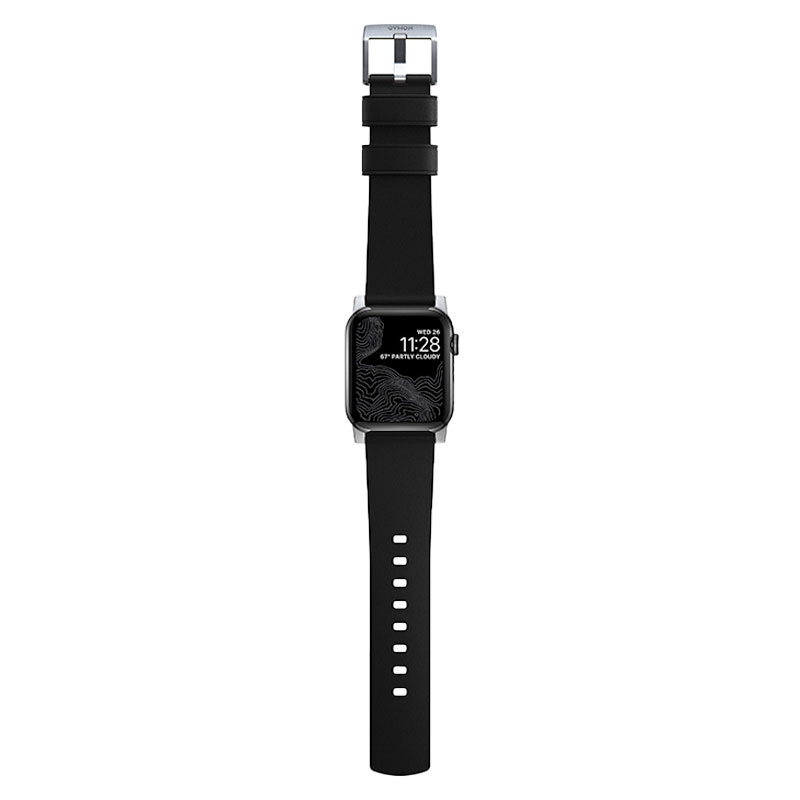 Nomad kožený remienok pre Apple Watch 42/44/45 mm - Active Pro Black/Silver Hardware 