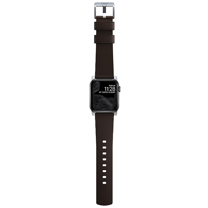 Nomad kožený remienok pre Apple Watch 42/44/45 mm - Active Pro Brown/Silver Hardware 