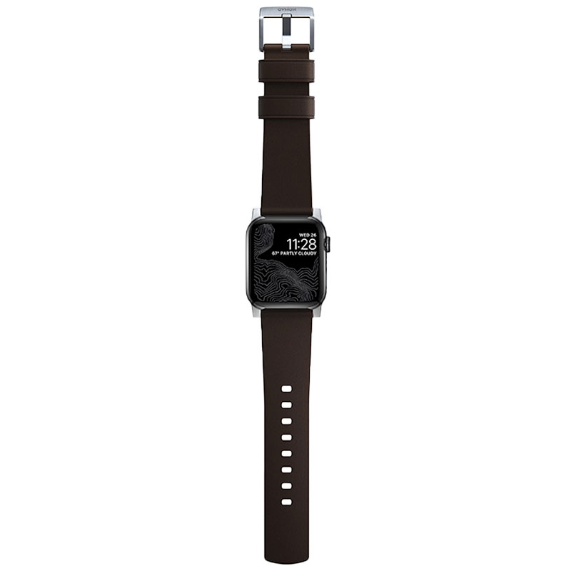 Nomad kožený remienok pre Apple Watch 44-49mm - Active Pro Brown/Silver Hardware 
