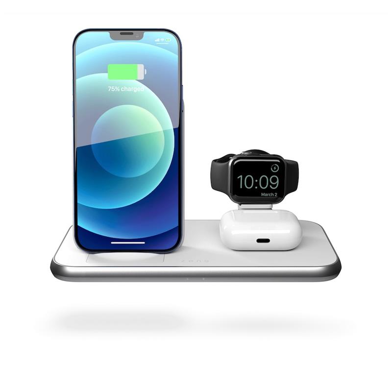 ZENS Aluminium 4 in 1 Stand Wireless Charger with 45W USB PD White 