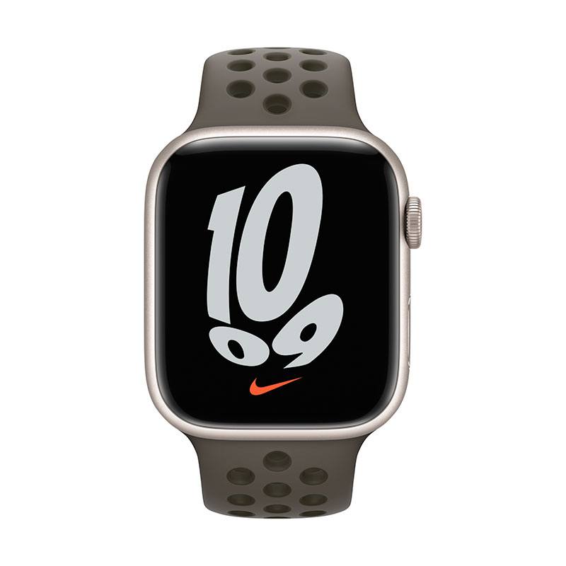 Apple Watch 45mm Midnight Olive Gray/Cargo Khaki Nike Sport Band - Regular 