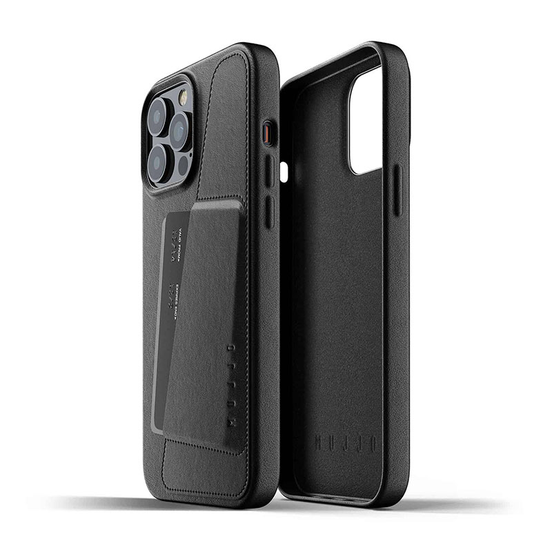 Mujjo kryt Full Leather Wallet Case pre iPhone 13 Pro Max - Black 