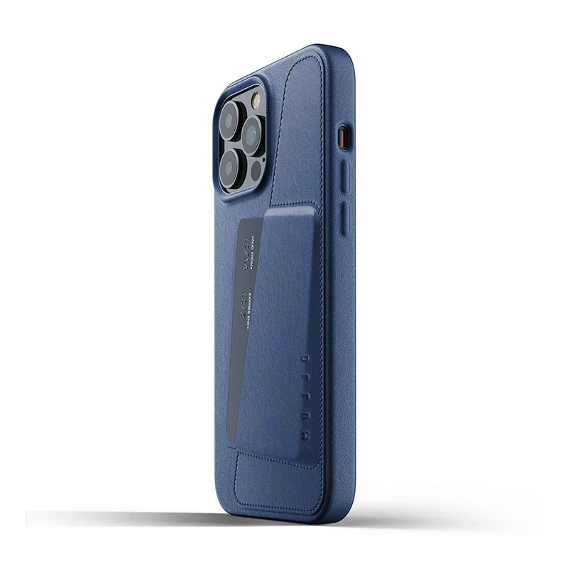 Mujjo kryt Full Leather Wallet Case pre iPhone 13 Pro Max - Monaco Blue 