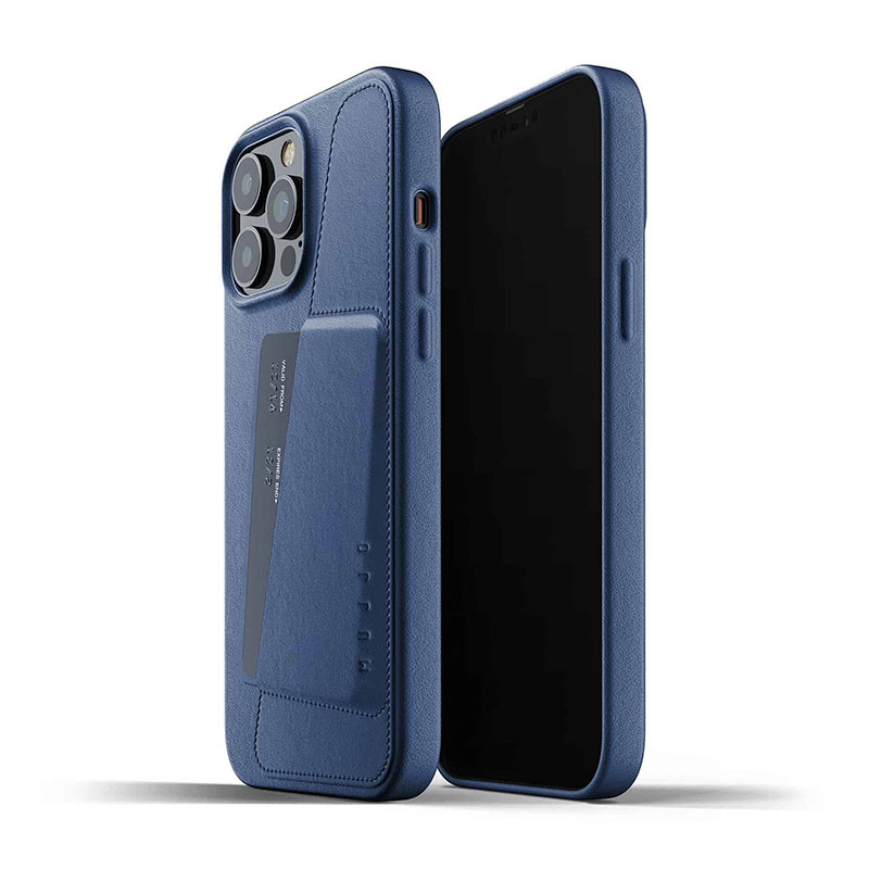 Mujjo kryt Full Leather Wallet Case pre iPhone 13 Pro Max - Monaco Blue 